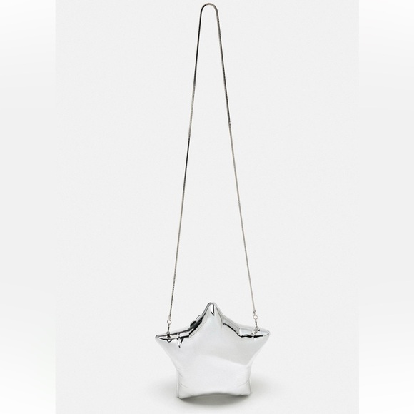 Zara star box clutch bag Silver NWT - Picture 7 of 8